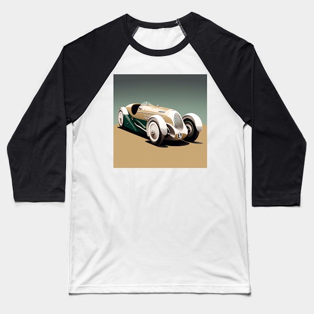 Art Deco Style Racing Car Baseball T-Shirt by TheArtfulAI